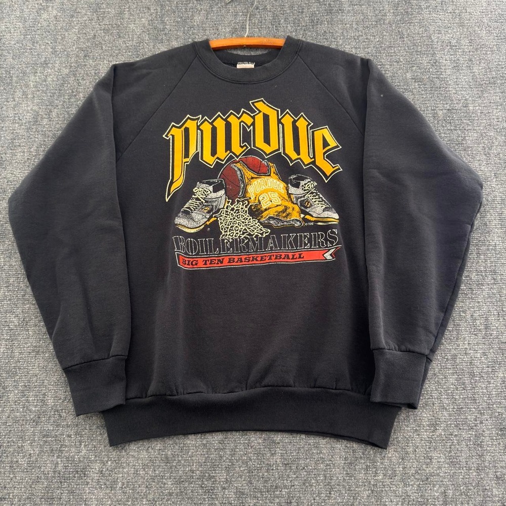 Vintage 90s Purdue Boilermakers Big Ten Basketball Sweatshirt Size L USA Made